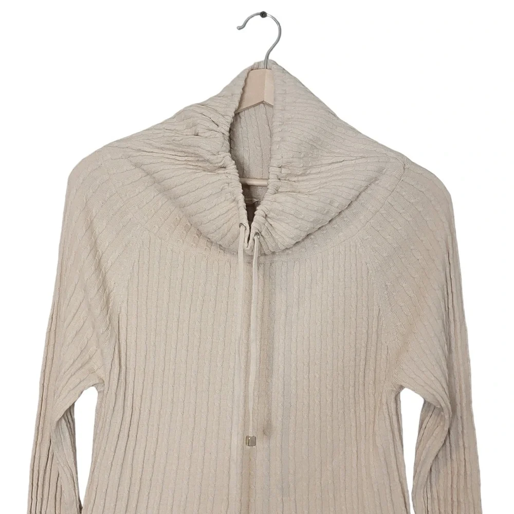Soft Surroundings Wool Blend Cowl Neck Cable Knit Ribbed Pullover Sweater XS